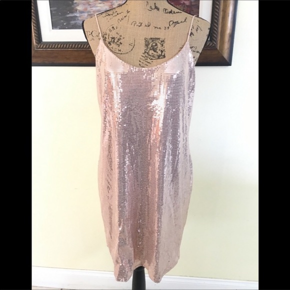 zara rose gold sequin dress